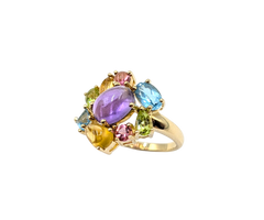 APPRAISED $850- 14KT Yellow Gold Multi-Gem Cluster Ring