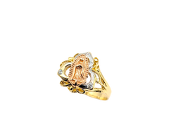 APPRAISED $800- 14KT Tri-Tone Mother Mary Ring with Cubic Zirconia