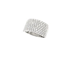 APPRAISED $7400- 18KT White Gold Ring with 7 Rows of Round Brilliant Diamonds in a Shared Prong Setting