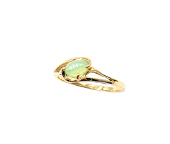 APPRAISED $300- 10KT Yellow Gold Bypass Ring with a Prong Set Oval Synthetic Green Star Sapphire