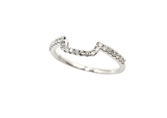 APPRAISED $1400- 14KT White Gold Curved Band with Round Brilliant Diamonds
