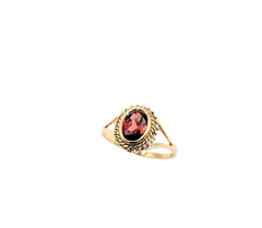 APPRAISED $275- 10KT Yellow Gold Ring with a Bezel Set Oval Garnet