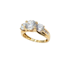 APPRAISED $750- 14KT Yellow Gold Past, Present, & Future Style Ring with Graduating Round Cubic Zirconia
