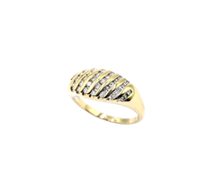 APPRAISED $900- 14KT Yellow Gold Dome Ring with Round Brilliant Diamonds in Diagonal Channels