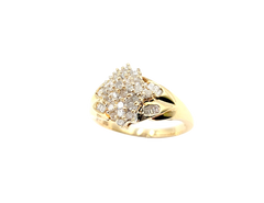 APPRAISED $550- 14KT Yellow Gold Cluster Ring with Baguette & Single Cut Diamonds