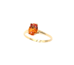 APPRAISED $400- 14KT Yellow Gold Ring with an Oval Orange Synthetic Sapphire