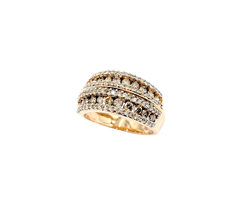 APPRAISED $1300- 10KT Rose Gold Row Ring with Round Brilliant & Champagne Diamonds