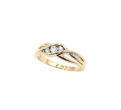 APPRAISED $800- 14KT Yellow Gold Diagonal Channel Band with Round Brilliant Diamonds