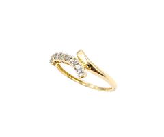 APPRAISED $225- 10KT Yellow Gold Bypass Ring with Single Cut Diamonds