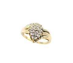 APPRAISED $450- 10KT Yellow Gold Cluster Ring with Single Cut Diamonds