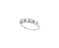 APPRAISED $2100- 14KT White Gold Shared Prong Band with Round Brilliant Diamonds