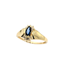 APPRAISED $300- 10KT Yellow Gold Tapered Ring with a Marquise Sapphire