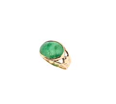 APPRAISED $550- 14KT Yellow Gold Bezel Ring with an Oval Jadeite