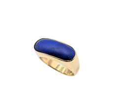 APPRAISED $1000- 14KT Yellow Gold Ring with a Bezel Set Oval Lapis