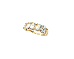 APPRAISED $600- 10KT Yellow Gold Ring with Oval Aquamarines