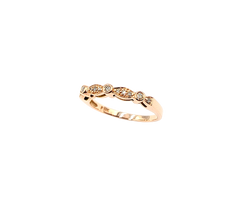 APPRAISED $550- 14KT Rose Gold Band with Round Brilliant & Single Cut Diamonds in a Scallop Bezel Design