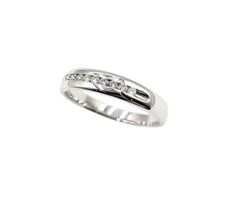 APPRAISED $800- 14KT White Gold Channel Band with Round Brilliant Diamonds