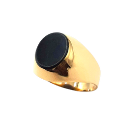 APPRAISED $750- 14KT Yellow Gold Band with 1 Oval Onyx Tablet (12x10)