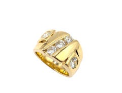 APPRAISED $6500- 14KT Yellow Gold Ring with Bezel Set and Channel Set Round Brilliant Diamonds