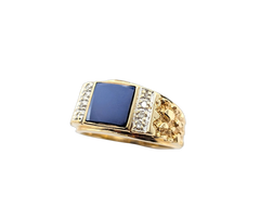 APPRAISED $1100- 14KT Yellow Gold Ring with a Square Synthetic Star Sapphire & Single Cut Diamonds