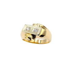 APPRAISED $1700- 14KT Yellow Gold Diagonal Box Head Bypass Ring with Round Brilliant Diamonds