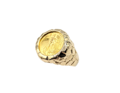 APPRAISED $2800- 14KT Yellow Gold Liberty Coin Ring