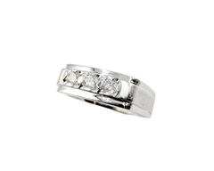 APPRAISED $2600- 14KT White Gold Polished Band with a Satin Finish and Round Brilliant Diamonds