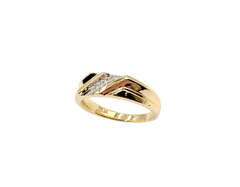 APPRAISED $850- 10KT Yellow Gold Band with Round Brilliant Diamonds Set Diagonally