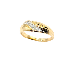 APPRAISED $1600- 14KT Two-Tone Band with Round Brilliant Diamonds set Diagonally