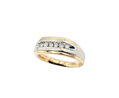 APPRAISED $1800- 14KT Two-Toned Channel Band with Round Brilliant Diamonds