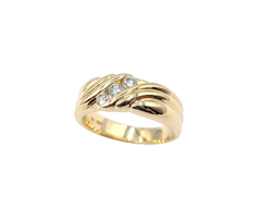 APPRAISED $2400- 14KT Yellow Gold Band with Diagonal Set Round Brilliant Diamonds