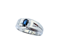 APPRAISED $1200- 14KT White Gold Ring with an Oval Sapphire & Round Brilliant Diamonds