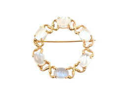 APPRAISED $1100- 14KT Yellow Gold Moonstone Circle Pendant