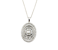 APPRAISED $3800- 14KT White Gold Two Round Brilliant Diamonds in the Center and Ninety-Two Round Brilliant Diamonds in a Triple Oval and One Round Halo