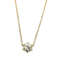 APPRAISED $1300- 14KT Yellow Gold 6 Prong Set Diamond Pendant -T-.43CT Set on a 16" Anchor Link Chain