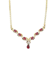 APPRAISED $1500- 14KT Yellow Gold Synthetic Ruby and Diamond Pendant
