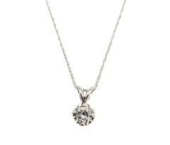 APPRAISED $750- 14KT White Gold Round Brilliant Diamond Pendant
