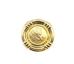 APPRAISED $1200- 14KT Yellow Gold Woman Profile Disc Pendant