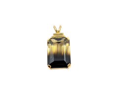 APPRAISED $650- 10KT Yellow Gold Bi-Color Emerald Cut Smoky Quartz Pendant