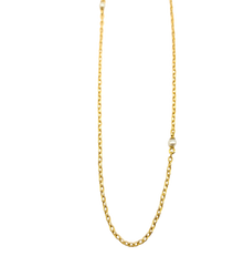 APPRAISED $1600- 18KT Yellow Gold 35" Anchor Link Chain with Stationary Cultured Pearls