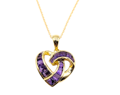 APPRAISED $1000- 14KT Yellow Gold Amethyst Heart Pendant