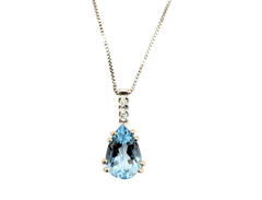 APPRAISED $1200- 18KT White Gold Aquamarine Pendant