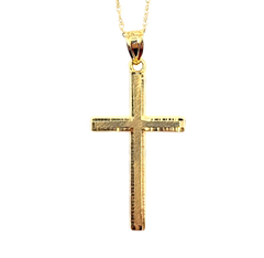 APPRAISED $975- 14KT Yellow Gold Satin Finish Cross Pendant