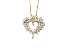 APPRAISED $3300- 14KT Yellow Gold Heart Pendant with Round Brilliant Diamonds