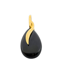 APPRAISED $450- 14KT Yellow Gold Pear Shaped Onyx Slide Pendant