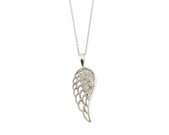 APPRAISED $200- Sterling Silver Wing Pendant with Single Cut Diamonds