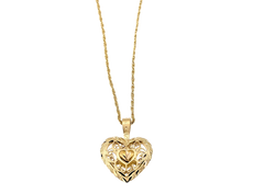 APPRAISED $750- 14KT Yellow Gold Diamond Cut Openwork Heart Pendant