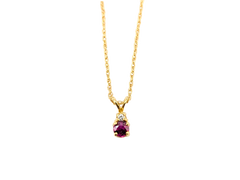 APPRAISED $350- 14KT Yellow Gold pendant with a Round Ruby & Round Brilliant Diamond