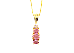 APPRAISED $800- 14KT Yellow Gold Pendant with Round & Oval Pink Sapphires