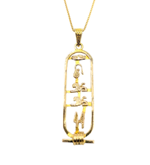 APPRAISED $950- 14KT Yellow Gold Cartouche "Dolly" Pendant